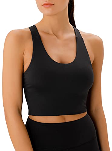 Sports Bras for Women Criss-Cross Back Padded Workout Tank Tops Medium Support Crop Tops for Women
