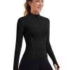 31liNVhurIL.jpg Womens Workout Tops Long Sleeve Quarter Zip Pullover Quick Dry Golf Shirt Athletic Slim Fit Crop Yoga Gym Tops