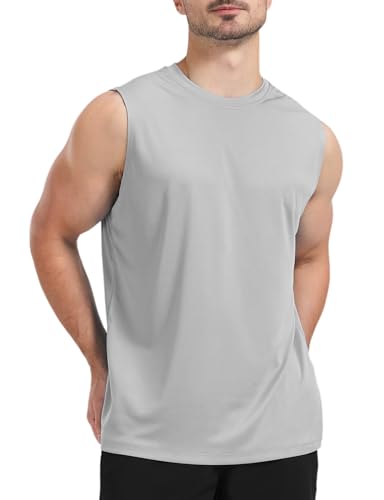 Men's Sleeveless UPF 50+ Swim Shirts Quick Dry Workout Tank Top UV Protection Running Gym Muscle T Shirts