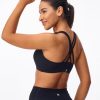 Women's Strappy Sports Bras Light Compression Crop Criss Cross Back Padded Workout Yoga Bra Supportive U Neckline