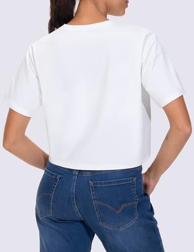 Workout Crop Tops for Women Short Sleeve Shirts Loose Fit Yoga Athletic Basic Cropped T-Shirts