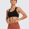 Strappy V Neck Sports Bras for Women - Criss Cross Back Wireless Padded Workout Yoga Bra