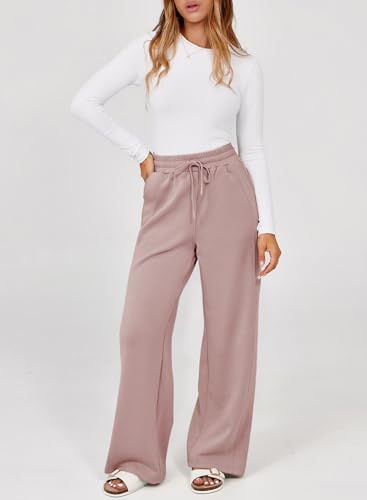 31olwzN0EL.jpg Women's Wide Leg Pants 2025 Flowy Casual Pants Straight Leg Elastic Waisted Stretch Palazzo Pants