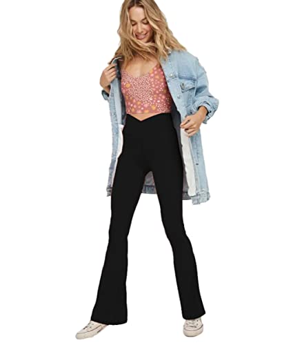 Women's Casual Bootleg Yoga Pants V Crossover High Waisted Flare Workout Pants Leggings
