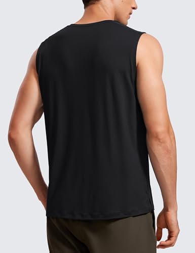Men's Workout Sleeveless Shirt Quick Dry Stretchy Swim T-Shirts Athletic Gym Running Beach Tank Top