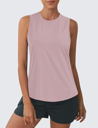 Women's Summer Workout Tops Sleeveless Racerback Athletic Tank Top High Neck Loose Fit Running Gym Yoga Shirts
