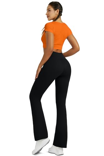Flare Leggings for Women with Pockets 2pack High Waisted Crossover Flare Leggings Bootcut Yoga Pants