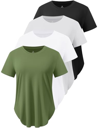 4-Pack Workout Tops for Women UPF 50+ Yoga Shirts Short Sleeve Athletic T-Shirts Quick Dry Running Gym Tee