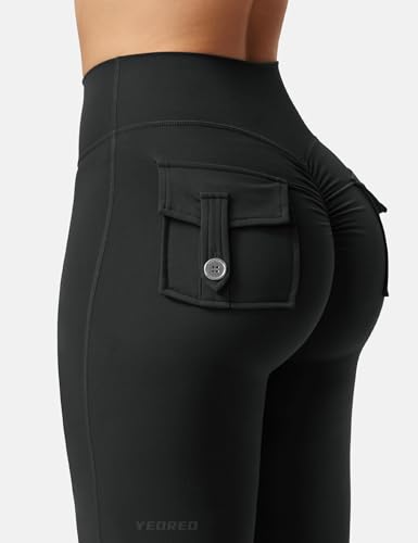 31t1ZWRfSGL.jpg CoreFlex Flare Leggings with Pockets for Women Scrunch Workout Leggings Butt Lifting Gym Yoga Pants