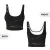 Women's low collar Sports Bra Elastic Sports Vest Yoga Tank Top Tops Shirts Black textured marble Pattern