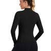 31uWhT2KrGL.jpg Womens Workout Tops Long Sleeve Quarter Zip Pullover Quick Dry Golf Shirt Athletic Slim Fit Crop Yoga Gym Tops