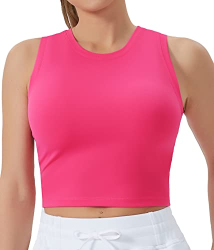 Women's Workout Crop Tops Sleeveless Yoga Running Shirts Athletic Tank Top No Padding