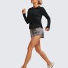 Lightweight Long Sleeve Workout Shirts for Women Gym Running Fall Tshirts High Neck Athletic Training Tops