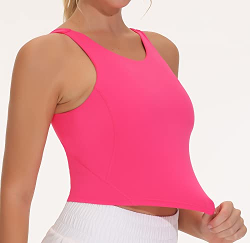 Women's Sports Bra Sleeveless Workout Tank Tops Running Yoga Cropped Tops with Removable Padded