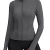 Women's Slim Fit Workout Jackets Full Zip Long Sleeve Running Athletic Tops Yoga Shirts with Thumb Holes