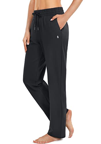 Women's Cotton Sweatpants Yoga Lounge Casual Pants Open Bottom Sweat Pants for Women with Pockets