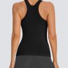 Seamless Workout Tank Top for Women with Built in Bra, Padded Racerback Athletic Yoga Camisole