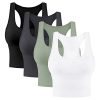 31xMhFJBsrL.jpg 4 Pieces Women's Crop Tops Cotton Basic Tank Tops Racerback Sleeveless Sports Workout Crop Tank Tops