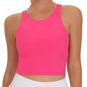 Women's Sports Bra Sleeveless Workout Tank Tops Running Yoga Cropped Tops with Removable Padded