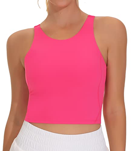 Women's Sports Bra Sleeveless Workout Tank Tops Running Yoga Cropped Tops with Removable Padded