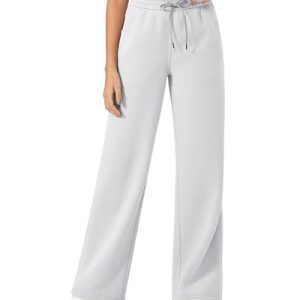 Flurrylux Fleece Lined Sweatpants Women Cotton Wide Leg Pants with Pockets Lounge Casual