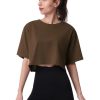 31yQAbmngBL.jpg 4-Pack Women's Cotton Crop T-Shirts Short Sleeve Solid Cropped Athletic Top Round Neck Casual Workout Yoga Tees