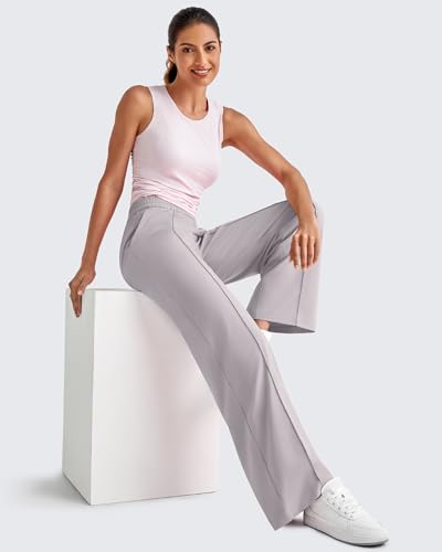 Lightweight Flowy Wide Leg Pants Woman Elastic Waist Front Seam Loose Casual Summer Trousers