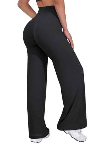 Straight Leggings Bottoms Wide Leg Pants for Women 29"/ 31.5"/33" High Waist Stretch Casual Sweatpants
