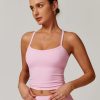 Womens Longline Sports Bras Cross Back Active Gym Yoga Padded Workout Crop Tank Top with Built in Bra