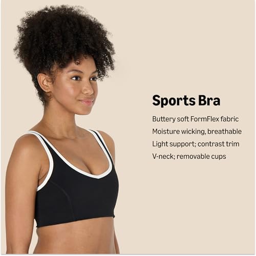 Women's Active FormFlex Buttery Soft Light Support V-Neck Sports Bra with Contrast Trim