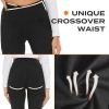 Black Flare Leggings for Women, Crossover Yoga Pants with Pockets Bootcut Flared Leggings