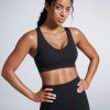 Womens Butterbreeze Criss Cross Back Sports Bra - V Neck Adjustable Straps Padded Wireless Workout Training Crop Top