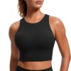 Butterluxe Racerback Longline Sports Bras for Women - High Neck Padded Crop Workout Tank Top with Built in Pads