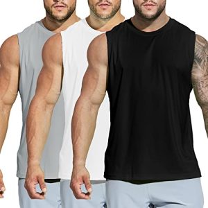 3 Pack Men's Workout Tank Tops UPF 50+ Swim Shirts Quick Dry Running Sleeveless UV Protection Muscle Tees