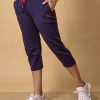 Women's Capri Pant Cropped Jogger with Side Pockets & Drawstring | Stretchable Relaxed-Fit Casual Lounge Track Pants