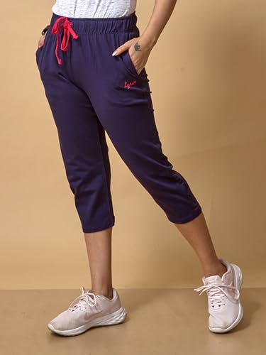 Women's Capri Pant Cropped Jogger with Side Pockets & Drawstring | Stretchable Relaxed-Fit Casual Lounge Track Pants