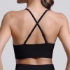 V Neck Adjustable Spaghetti Straps Sports Bra for Women, Padded Criss Cross Back Longline Yoga Bra Workout Crop Top Multipack