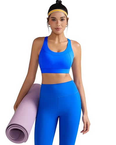 Sports Bra for Women,Adjustable Straps Molded Cup High Impact Sports Bra with Sewn in Pads