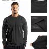 5 Pack Mens Long Sleeve Quick Dry Active Athletic T Shirt Running Gym Workout Tee Tops
