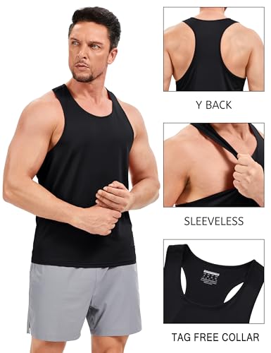 Mens Workout Tank Top UPF 80+ Y-Back Muscle Shirts Quick Dry Sleeveless Tee Shirt for Swim Beach Gym Athletic