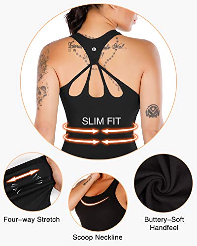 Workout Tank Tops for Women Built in Shelf Bras Padded,Sleeveless Gym Tops Athletic Yoga Shirts