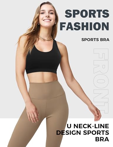 Sports Bras for Women, Criss Cross Back Medium Support Bras for Large Bust, Strappy Yoga Workout Bra with Pads