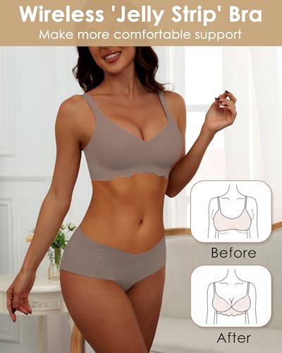 Wireless T Shirt Bra Seamless Push Up Bralette Full Coverage V Neck Comfortable Bras for Women