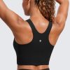 Butterluxe Racerback Longline Sports Bras for Women - High Neck Padded Crop Workout Tank Top with Built in Pads