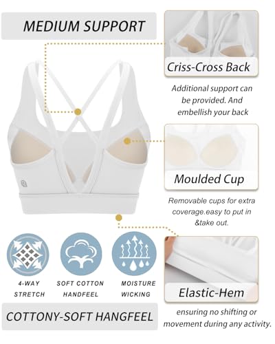 High Impact Sports Bras for Women, High Support Running Sports Bra Moulded Cup Strappy Sports Bras