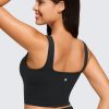 Butterluxe Womens Square Neck Longline Sports Bra - Workout Crop Tank Tops Padded Yoga Camisole with Built in Pads