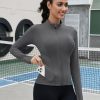 Women's Slim Fit Workout Jackets Full Zip Long Sleeve Running Athletic Tops Yoga Shirts with Thumb Holes