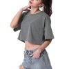 418XbbvddDL.jpg 4-Pack Women's Cotton Crop T-Shirts Short Sleeve Solid Cropped Athletic Top Round Neck Casual Workout Yoga Tees
