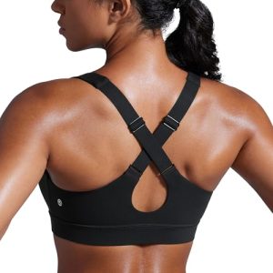 Womens Butterbreeze Criss Cross Back Sports Bra - V Neck Adjustable Straps Padded Wireless Workout Training Crop Top