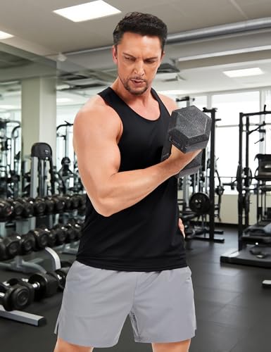 Mens Workout Tank Top UPF 80+ Y-Back Muscle Shirts Quick Dry Sleeveless Tee Shirt for Swim Beach Gym Athletic